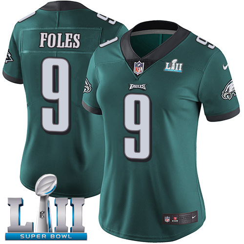 Women's Philadelphia Eagles #9 Nick Foles Midnight Green Super Bowl LII Bound Game Stitched NFL Jersey